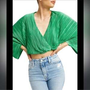 NWT Good American Plisse Sculpted Cutout Top 3/4